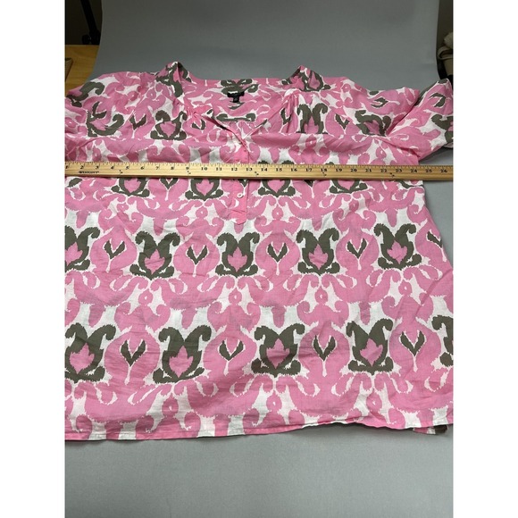 Talbots Womens Shirt 1X Pink Preppy Lightweight Beachy Coastal Old Money Travel - Picture 8 of 9